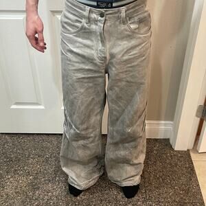 Vintage Faded Baggy Wide-Leg Gray Denim Jeans size 30 Pants